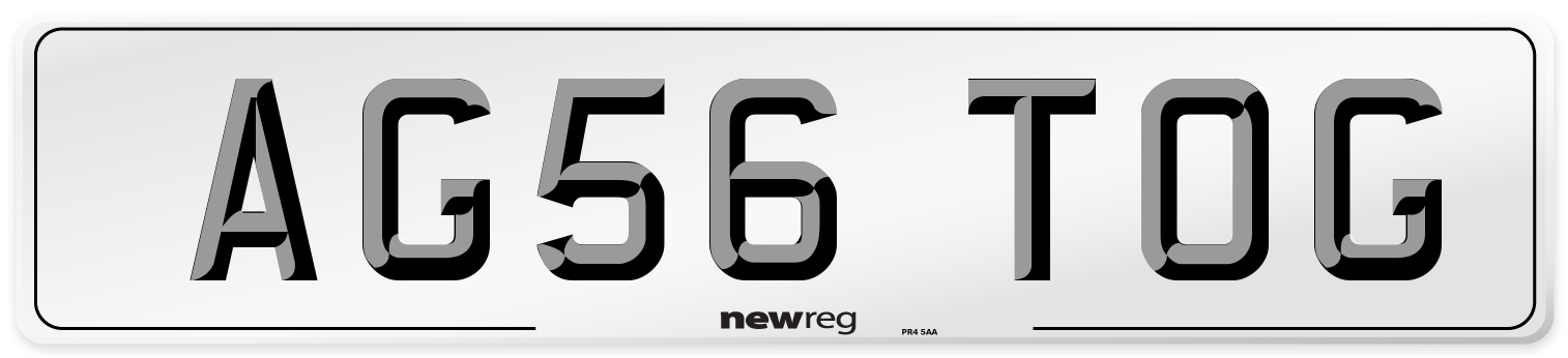 AG56 TOG Number Plate from New Reg